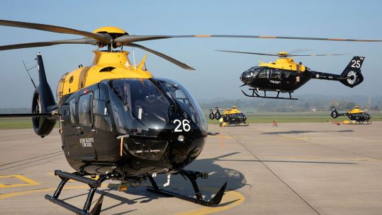 RAF H135 Juno (Airbus EC135T3) Helicopters, from the Defence Helicopter Flying School based at RAF Shawbury (Picture: MOD).