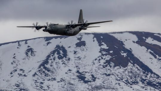 RAF Hercules taking place in a military exercise in Alaska
