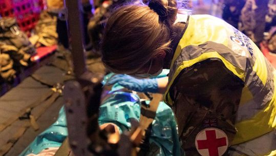 RAF Medical specialists of the Critical Care Air Support Team CCAST provide urgent medical treatment to victims of the Turkey earthquake 15.02.23 CREDIT Crown Copyright