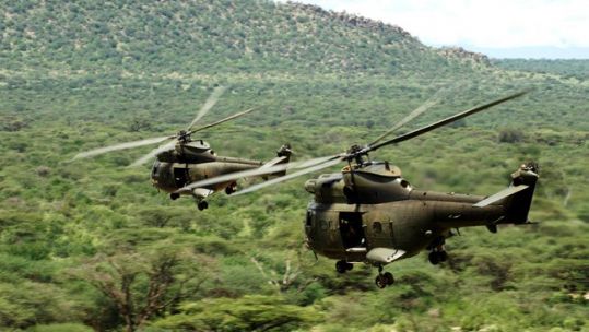 RAF Puma helicopters in Kenya on Exercise Askari Storm