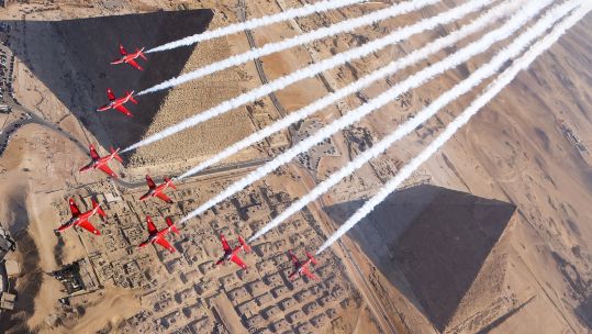 RAF Red Arrows over the Giza Pyramids 02122022 CREDIT AS1 Abigail Drewett, RAF Red Arrows