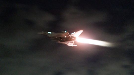 RAF Typhoon aircraft taking-off to conduct further strikes against Houthi targets 04022024 CREDIT MOD
