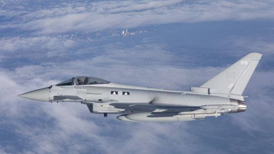 RAF Typhoon from Lossiemouth flying over Eastern Europe 081220 CREDIT MOD