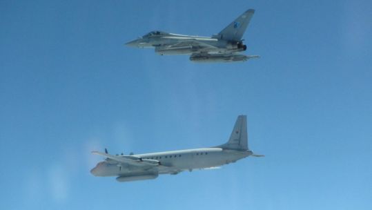 RAF Typhoon intercepting a Russian Il-20 COOT A Baltic Sea 05062020 CREDIT RAF