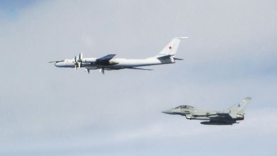 RAF Typhoon intercepts Russian aircraft (Picture: MOD).