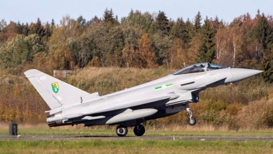 RAF Typhoon landing at Amari Air Base in Estonia 051020 CREDIT MOD