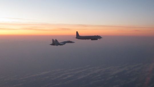 RAF Typhoons and Swedish Air Force Gripens were scrambled this evening to intercept a Russian Air Force IL20 COOT A and Su-27 FLANKER 2023 credit RAF.jpg