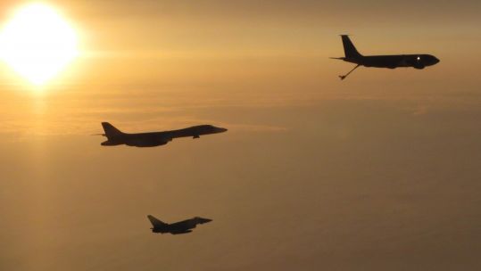 RAF Typhoons escort two US B-52 bombers through UK airspace 150620 CREDIT MOD.jpg 