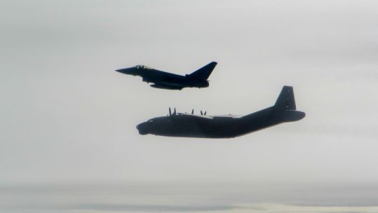 RAF Typhoons intercept Russian AN-12 transport aircraft in Estonia CREDIT 300519 RAF