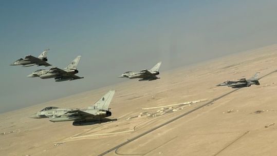 RAF Typhoons join partner forces for Exercise Ferocious Falcon V in Qatar (Picture: RAF).