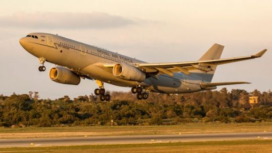 RAF Voyager arriving at RAF Akrotiri