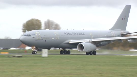 RAF Voyager completing first flight using only sustianable aviation fuel