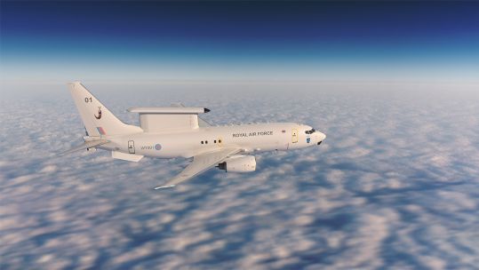 RAF Wedgetail Airborne Early Warning Mk1 paint scheme in flight 