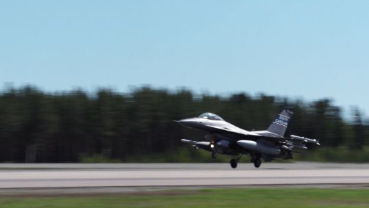 RAF jet takes off for Arctic Challenge.