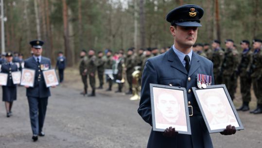 The portraits of those executed by the Gestapo were carried by current serving members of the RAF