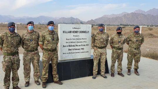 Cover image: British personnel at the memorial of Sergeant William Donnelly (Picture: RAF).Cover image: British personnel at the memorial of Sergeant William Donnelly (Picture: RAF).