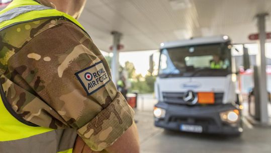 RAF personnel are working to alleviate the fuel supply chain pressure at UK petrol stations (Picture: RAF).