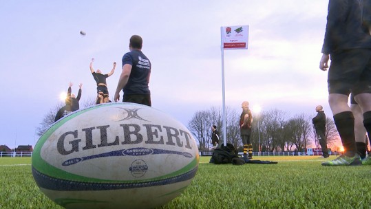 RAF rugby union players training before Inter-Services match with Army
