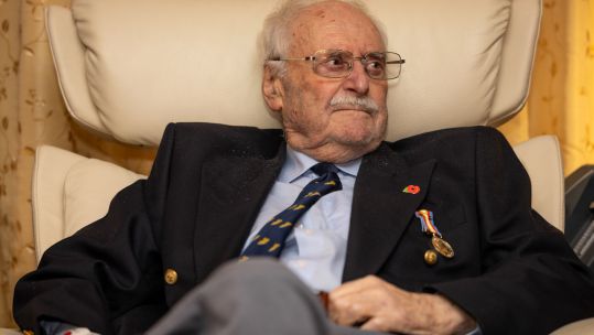 Under the new Nuclear Test Medal criteria, RAF veteran Pete Peters was the first to be presented with the medal by Minister for Veterans and People Al Carns (Picture: MOD)