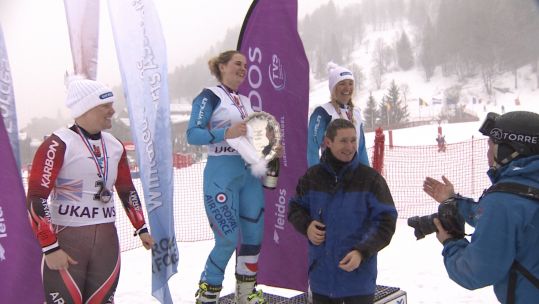 RAF winner of the Alpine Ski Downhill  030220 CREDIT BFBS