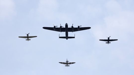 RAF's Battle of Britain Memorial Flight during King's birthday parade flypast 170623 CREDIT MOD