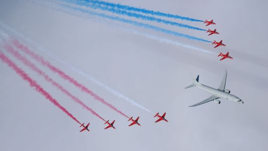 RAF's new submarine-hunter aircraft first flight with Red Arrows over RAF Lossiemouth 20210721 CREDIT RAF.jpg