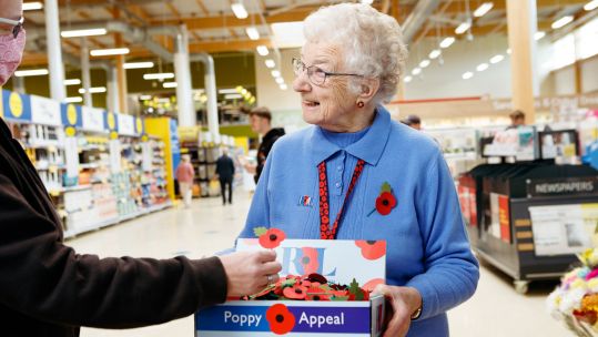 RBL Poppy Appeal Volunteer Vera Parnaby Poppy Selling Picture Royal British Legion