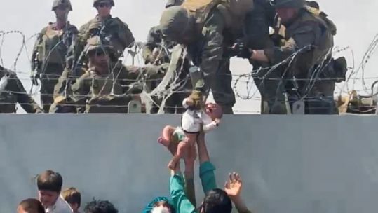 US Marine handed baby 