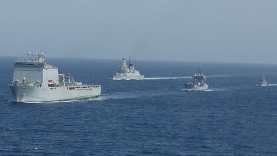 RFA Lyme Bay, HMS Dragon join German Navy ships Red Sea 240626 CREDIT MOD