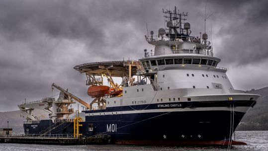 Royal Fleet Auxiliary Stirling Castle has arrived at her new home in Clyde, Scotland (Picture: RFA Stirling Castle).