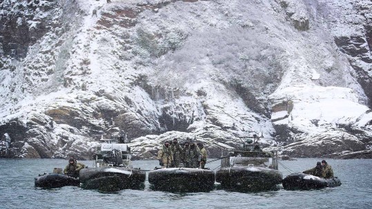 Royal Marines train in blizzard conditions
