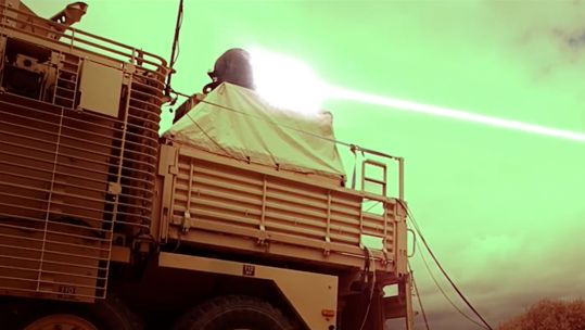 The Raytheon High-Energy Laser Weapon System has been integrated into a British Army combat vehicle and successfully tested for the first time (Picture: Raytheon UK)
