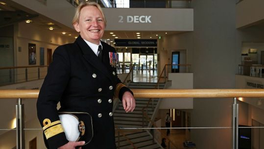 Rear Admiral Jude Terry inside Naval Command Headquarters at HMS Excellent 17012022 CREDIT MOD Crown Copyright