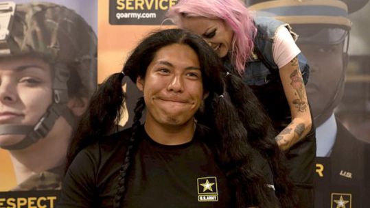 Recruit has haircut first time in 15 years