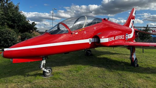 Red Arrow at Coneygarth Services, new home of RAF Scampton Gate Guardian 09082023 CREDIT Exelby Services
