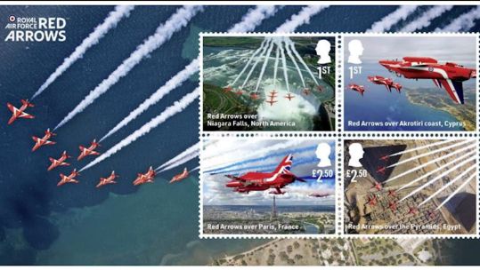 Red Arrows 60th display season marked with special Royal Mail stamps 200624 CREDIT RAF