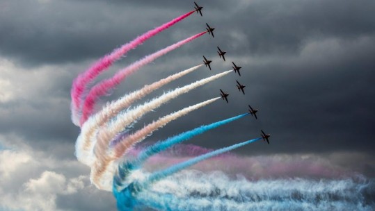 Red Arrows In Full Formation