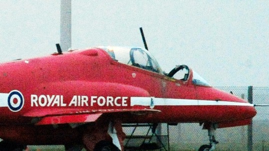Red Arrows Hawk jet at RAF Scampton on November 2011