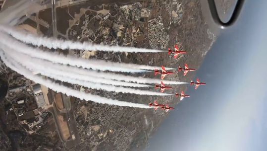 Red Arrows performing a looping arrival at the Malta airport 21092023 CREDIT RAF Red Arrows
