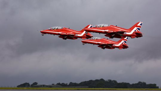 The Red Arrows set off for their tour of North America from RAF Scampton earlier on Monday (Picture: Red Arrows).