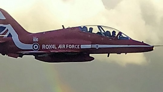 Red Arrows with rainbow CREDIT SWNS