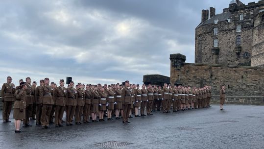 Reservists from 215 (Scottish) Multi-Role Medical Regiment Edinburgh Castle 021223 CREDIT BFBS