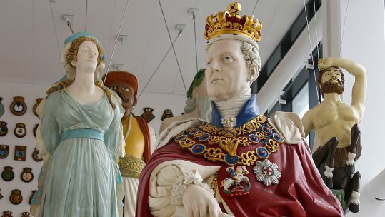 Restored 19th century Warship figureheads plymouth 10032020 CREDIT Royal Navy