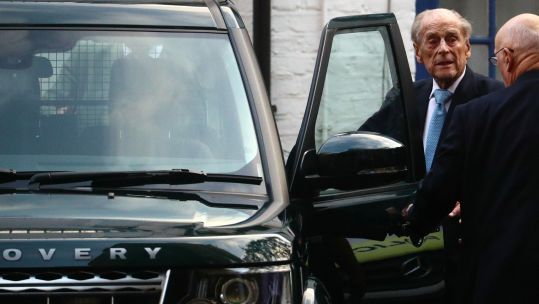 Prince Philip leaving hospital (Picture: Reuters).