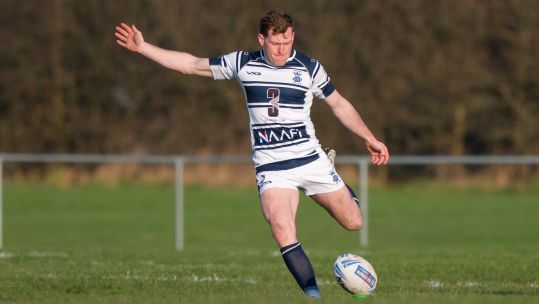 Rhys Joel kicking for Royal Navy v Mirfield in Challenge Cup Credit John Shirras Date 18012025.jpg