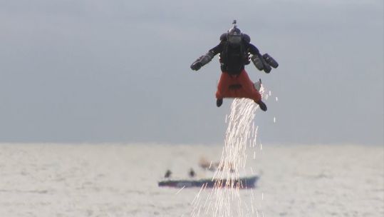 Richard Browning breaking jet suit world record