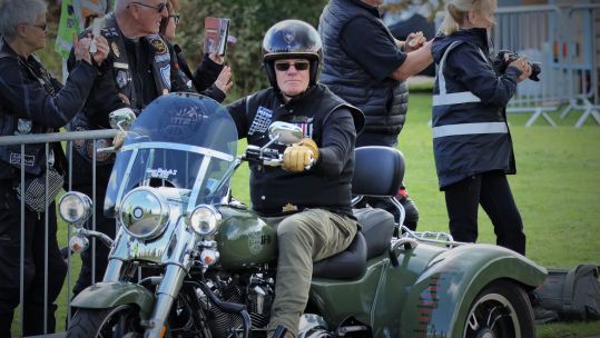 Ride to the Wall founder Martin Dickinson arrives at the NMA (Picture: National Memorial Arboretum).