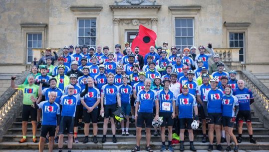 Riders setting off on the Royal British Legion's annual Pedal to Paris 050924 CREDIT The Royal British Legion’s Pedal to Paris Matt Alexander