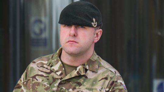 Rifleman Kieran Trewin outside Tidworth Garrison Theatre