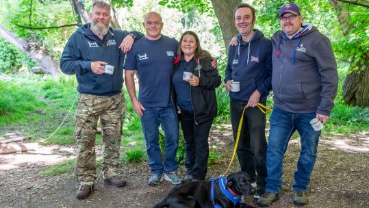 Ross Kemp, second left, with, from left, Kev Gray, Annette Laurie, Jay Saunders, and Trev Cowell 180522 CREDIT Help 4 Heroes.jpg